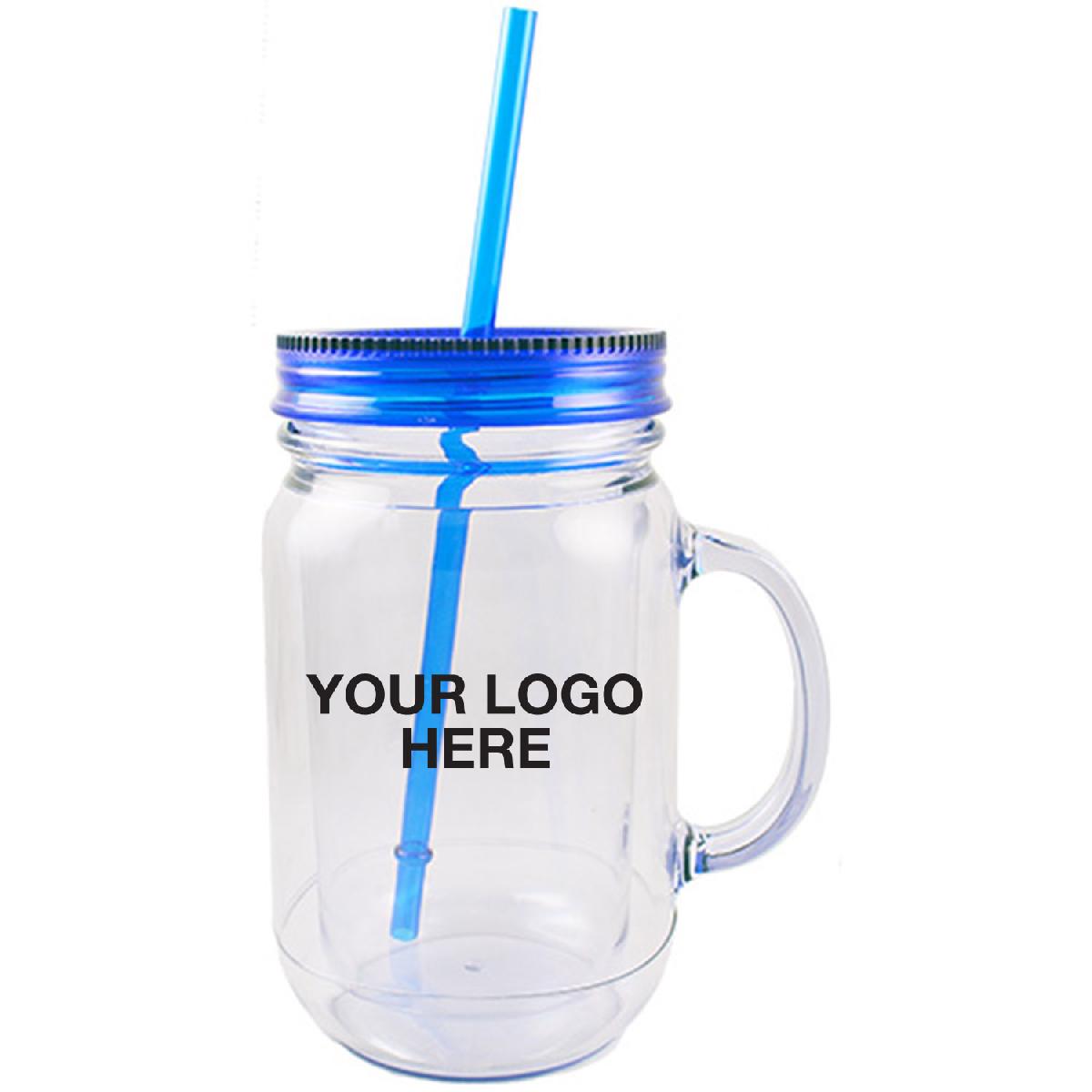 20oz.  Double Wall Mason Style Jar with Handle